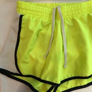 Neon Yellow Athletic Running Shorts